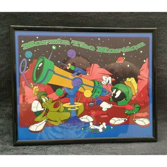 VINTAGE MARVIN THE MARTIAN WALL ART PICTURES 10" X 8" BIG FACE & K-9 DOG - Picture 2 of 7